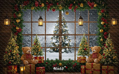 Christmas Wreath Window Holiday Backdrop - Layoris