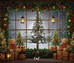 Christmas Wreath Window Holiday Backdrop - Layoris