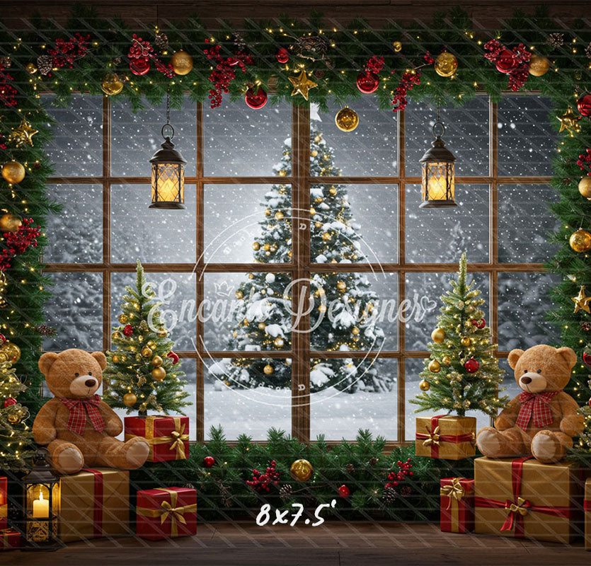 Christmas Wreath Window Holiday Backdrop - Layoris