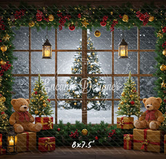Christmas Wreath Window Holiday Backdrop - Layoris