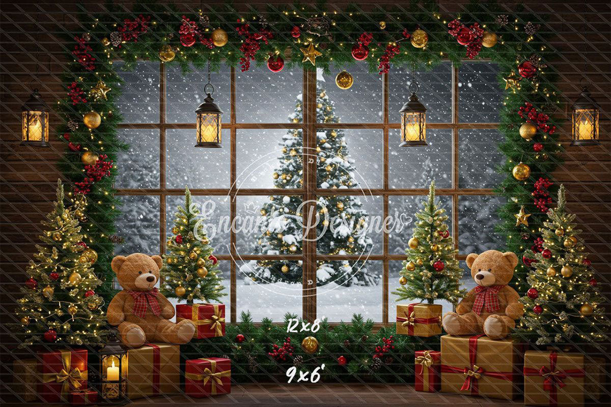 Christmas Wreath Window Holiday Backdrop - Layoris