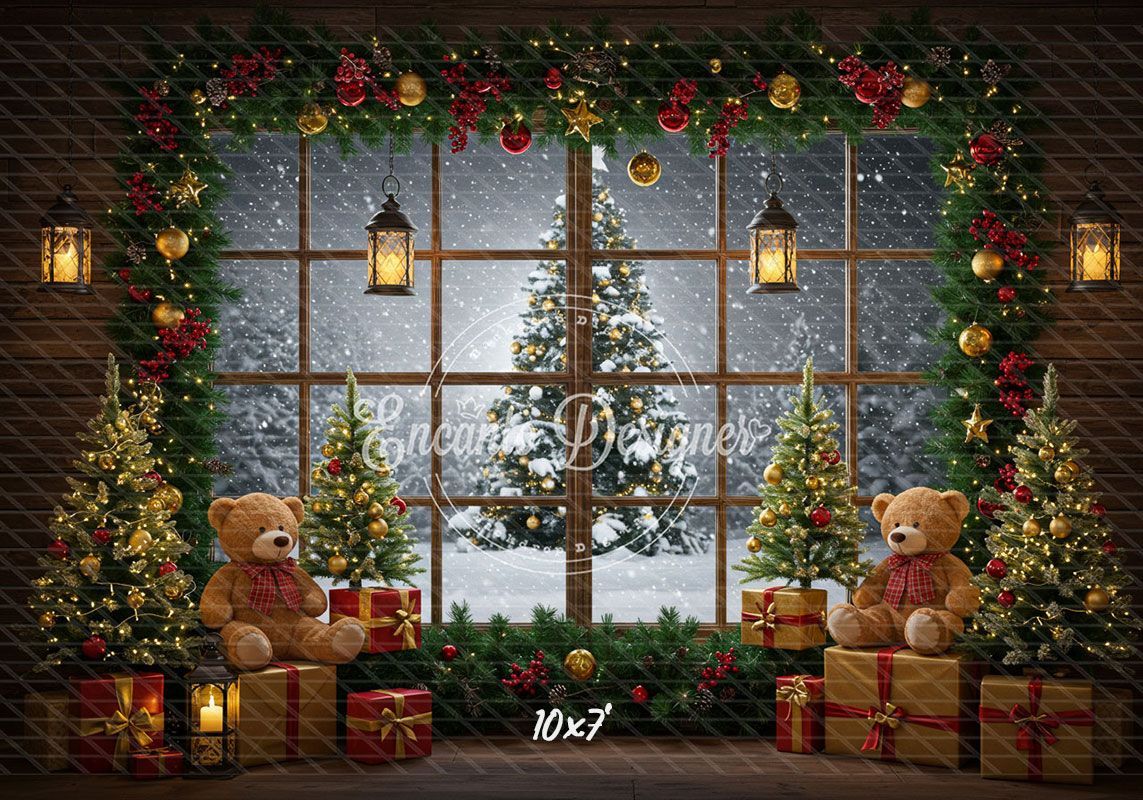 Christmas Wreath Window Holiday Backdrop - Layoris