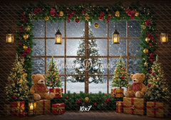Christmas Wreath Window Holiday Backdrop - Layoris