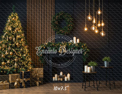 Black Modern Style Room Christmas Backdrop - Layoris