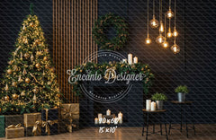 Black Modern Style Room Christmas Backdrop - Layoris