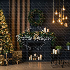 Black Modern Style Room Christmas Backdrop - Layoris