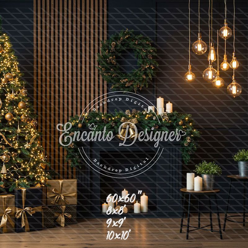 Black Modern Style Room Christmas Backdrop - Layoris