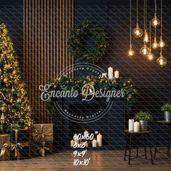 Black Modern Style Room Christmas Backdrop - Layoris