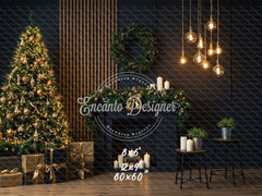 Black Modern Style Room Christmas Backdrop - Layoris
