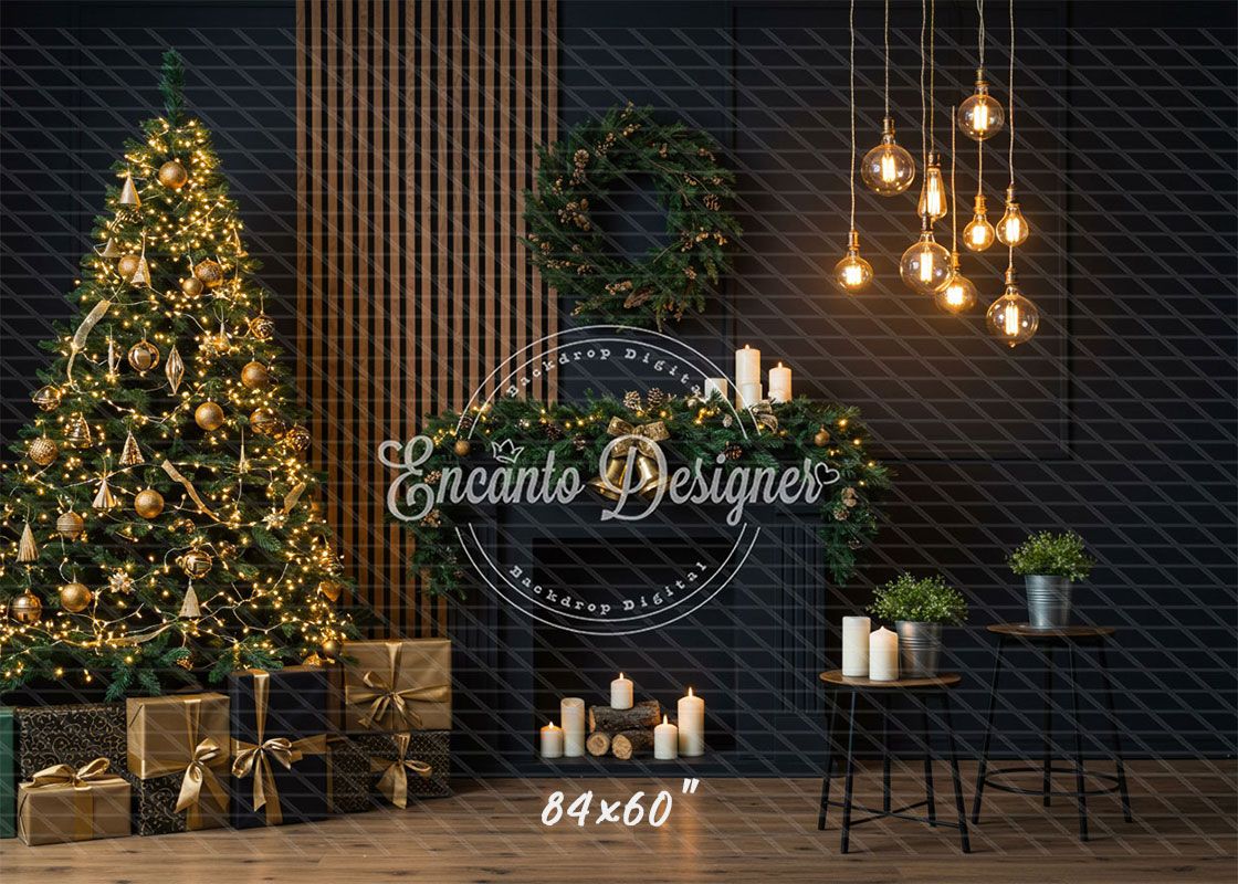 Black Modern Style Room Christmas Backdrop - Layoris