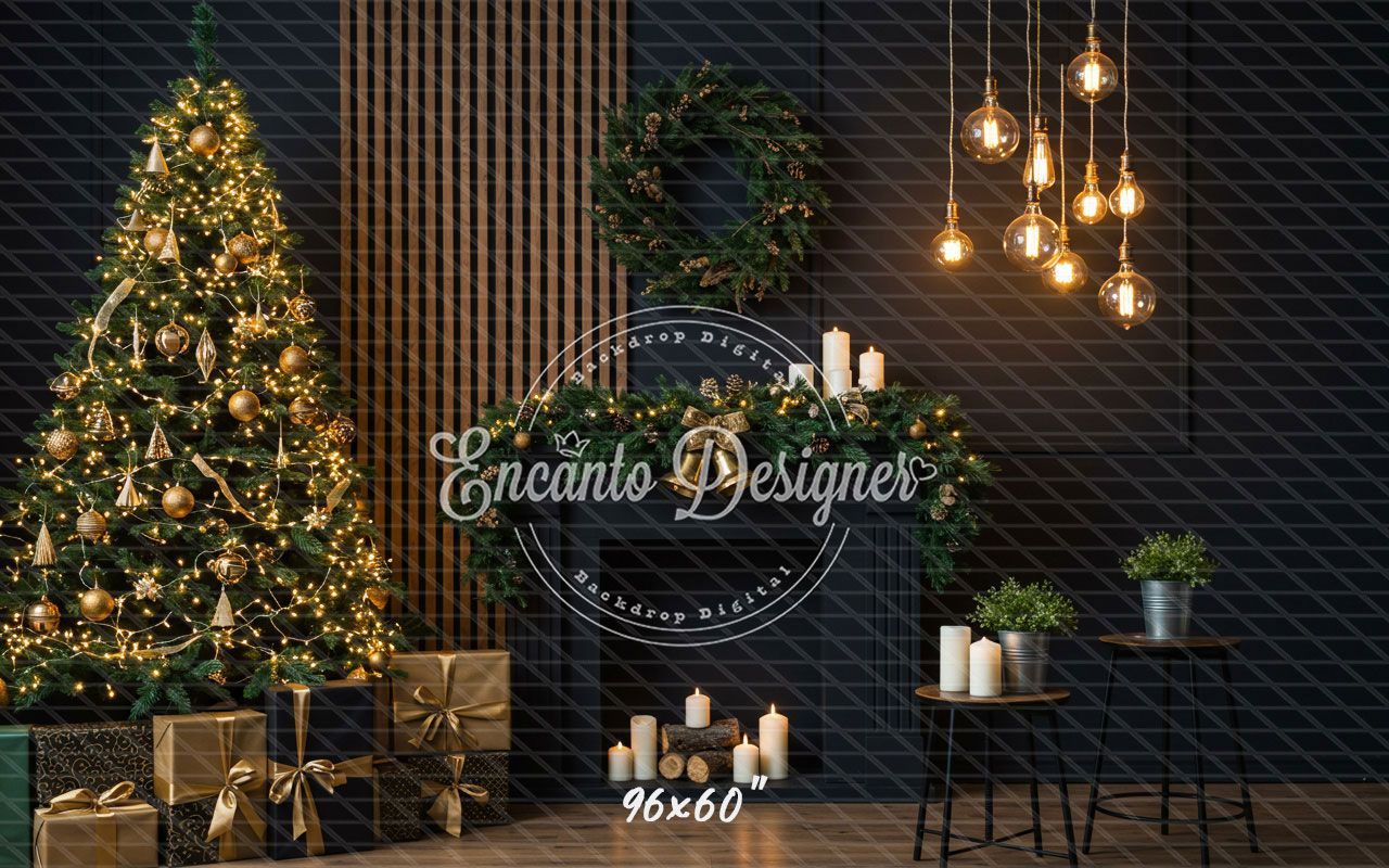 Black Modern Style Room Christmas Backdrop - Layoris