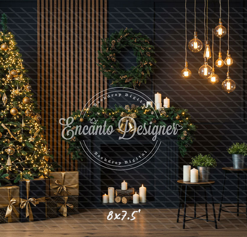 Black Modern Style Room Christmas Backdrop - Layoris