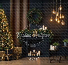 Black Modern Style Room Christmas Backdrop - Layoris