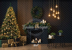 Black Modern Style Room Christmas Backdrop - Layoris