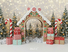Gingerbread House Arch Christmas Backdrop - Layoris