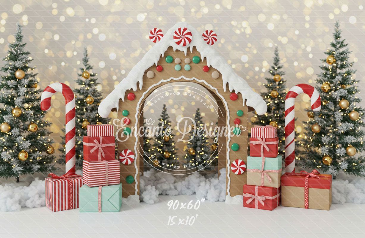 Gingerbread House Arch Christmas Backdrop - Layoris