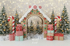 Gingerbread House Arch Christmas Backdrop - Layoris