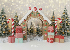 Gingerbread House Arch Christmas Backdrop - Layoris