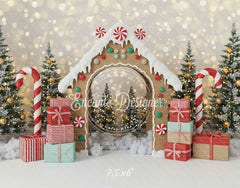 Gingerbread House Arch Christmas Backdrop - Layoris