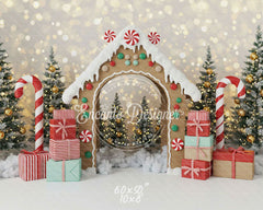 Gingerbread House Arch Christmas Backdrop - Layoris
