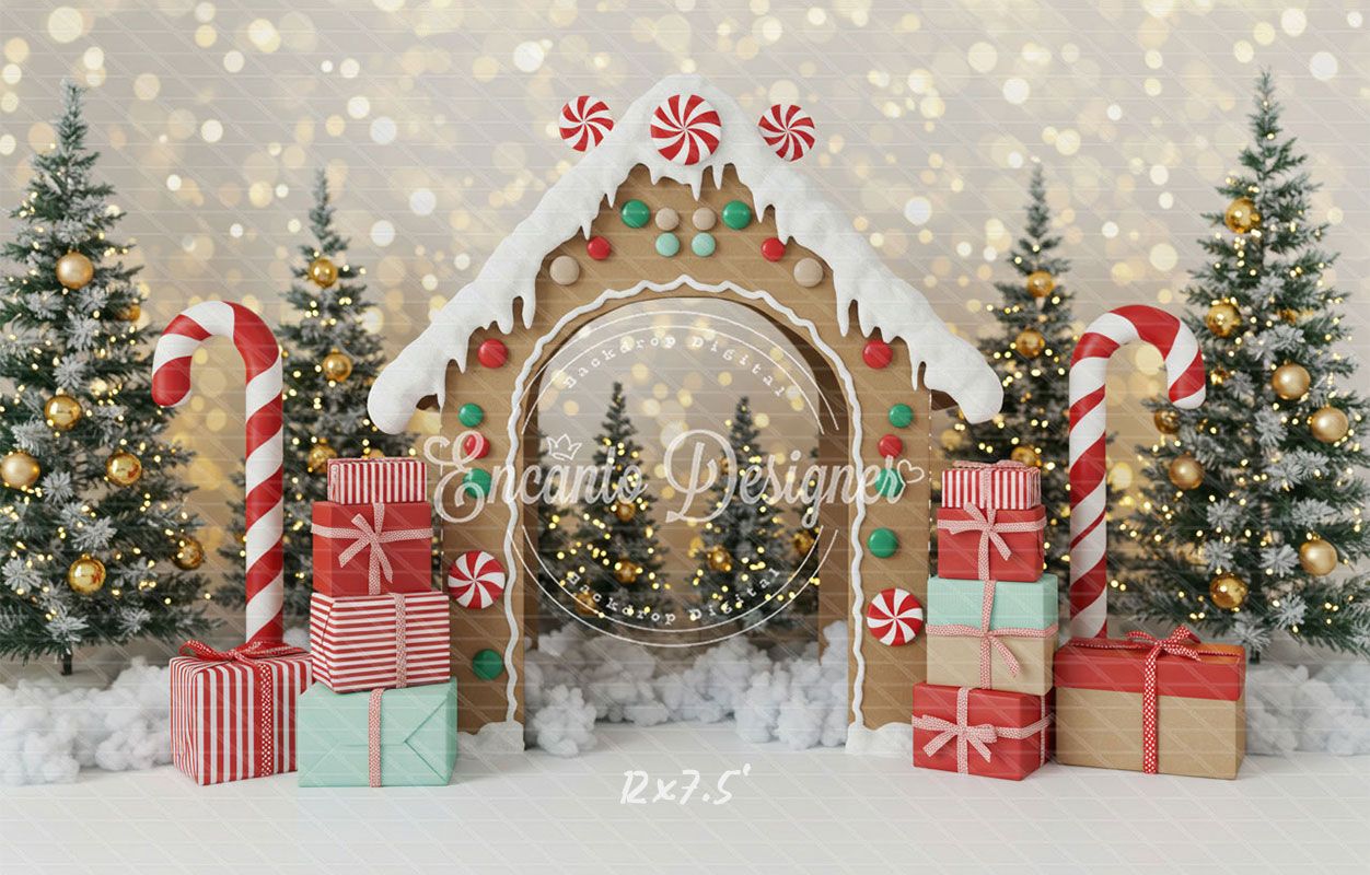 Gingerbread House Arch Christmas Backdrop - Layoris