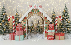 Gingerbread House Arch Christmas Backdrop - Layoris