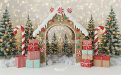 Gingerbread House Arch Christmas Backdrop - Layoris