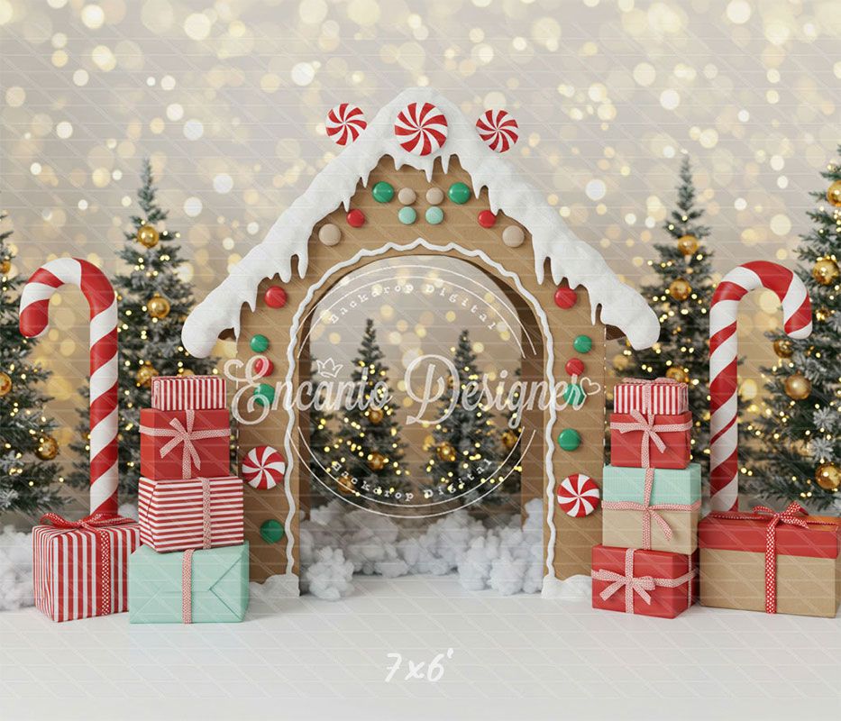 Gingerbread House Arch Christmas Backdrop - Layoris