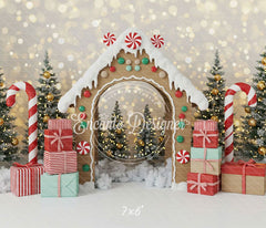 Gingerbread House Arch Christmas Backdrop - Layoris