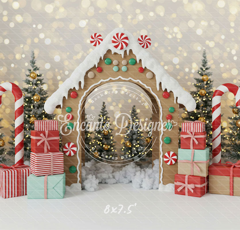 Gingerbread House Arch Christmas Backdrop - Layoris