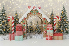 Gingerbread House Arch Christmas Backdrop - Layoris