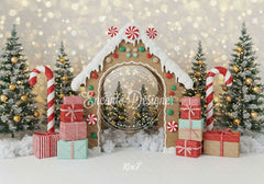 Gingerbread House Arch Christmas Backdrop - Layoris