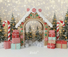 Gingerbread House Arch Christmas Backdrop - Layoris