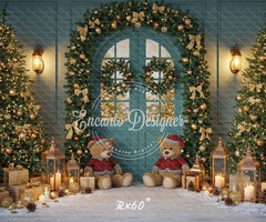 Teal Room Wreath Arch Christmas Backdrop - Layoris