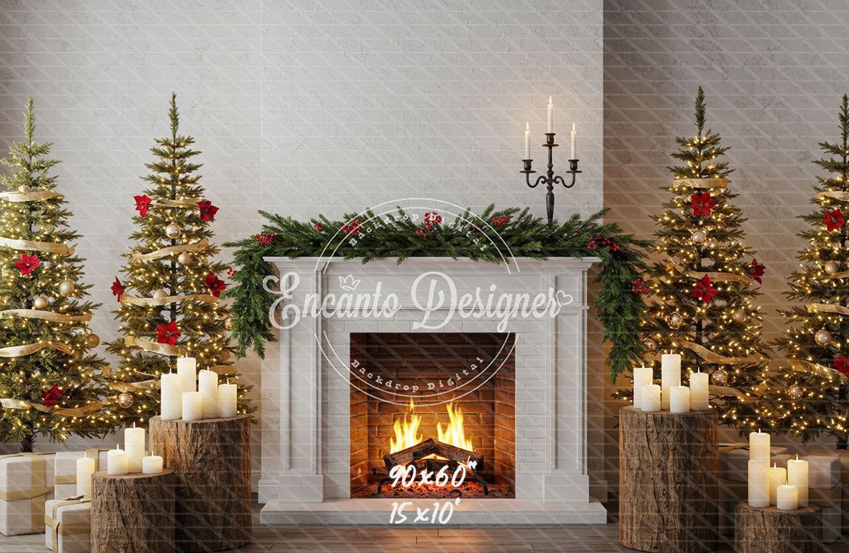 Fireplace Wooden Stakes Candles Christmas Backpack - Layoris