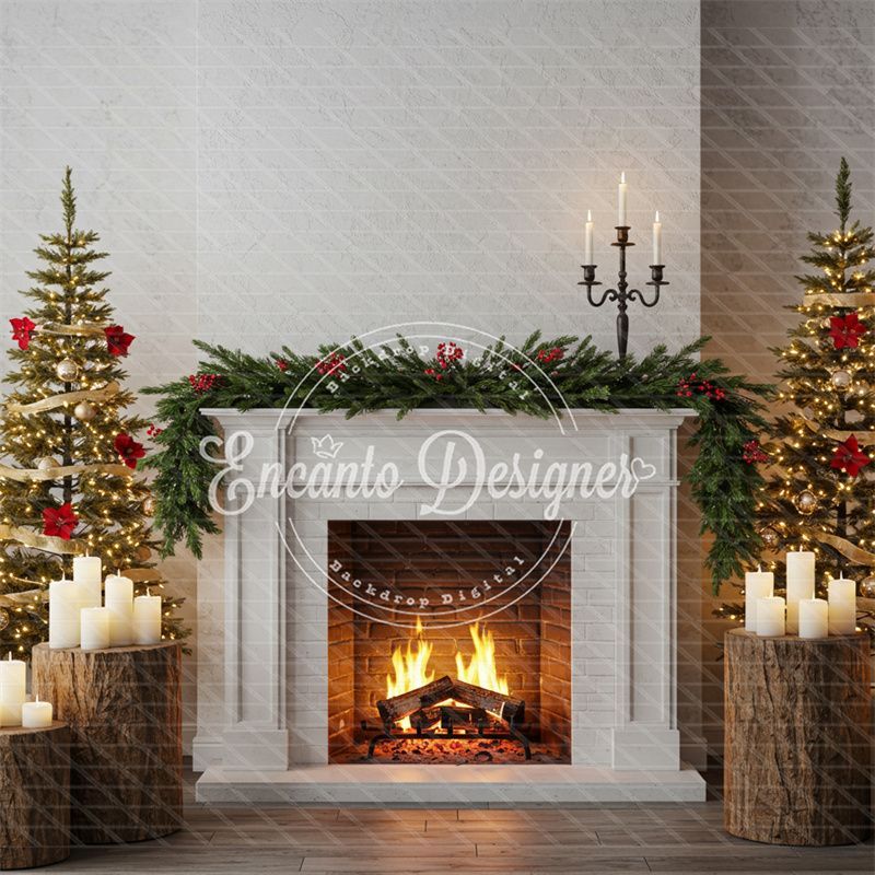 Fireplace Wooden Stakes Candles Christmas Backpack - Layoris