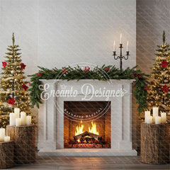 Fireplace Wooden Stakes Candles Christmas Backpack - Layoris