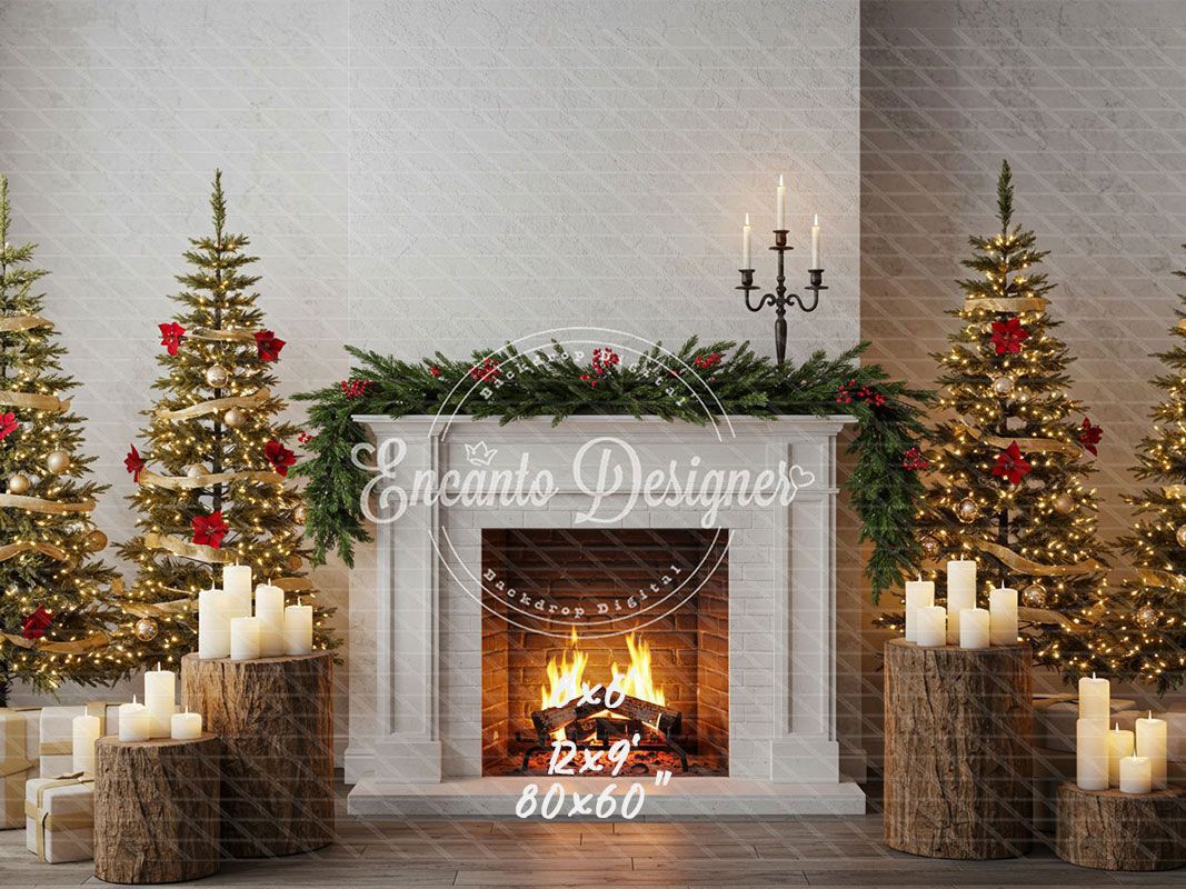 Fireplace Wooden Stakes Candles Christmas Backpack - Layoris