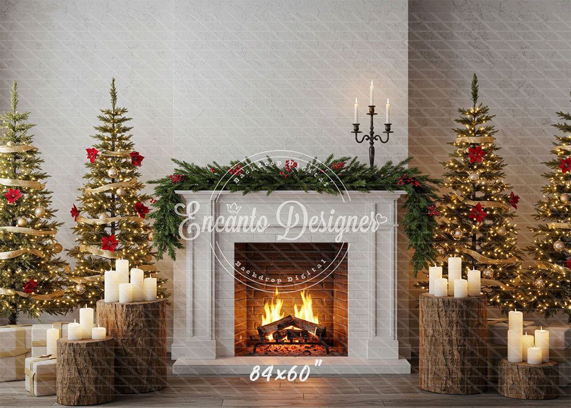 Fireplace Wooden Stakes Candles Christmas Backpack - Layoris