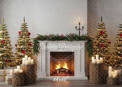 Fireplace Wooden Stakes Candles Christmas Backpack - Layoris