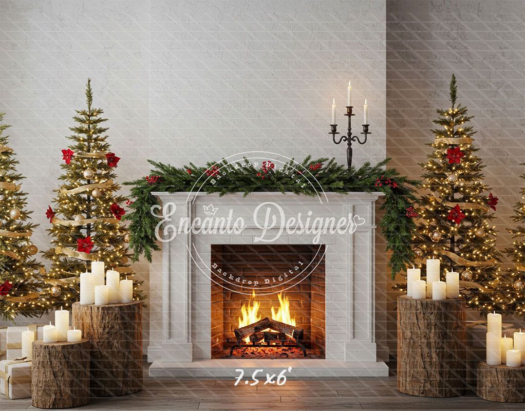 Fireplace Wooden Stakes Candles Christmas Backpack - Layoris