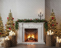 Fireplace Wooden Stakes Candles Christmas Backpack - Layoris