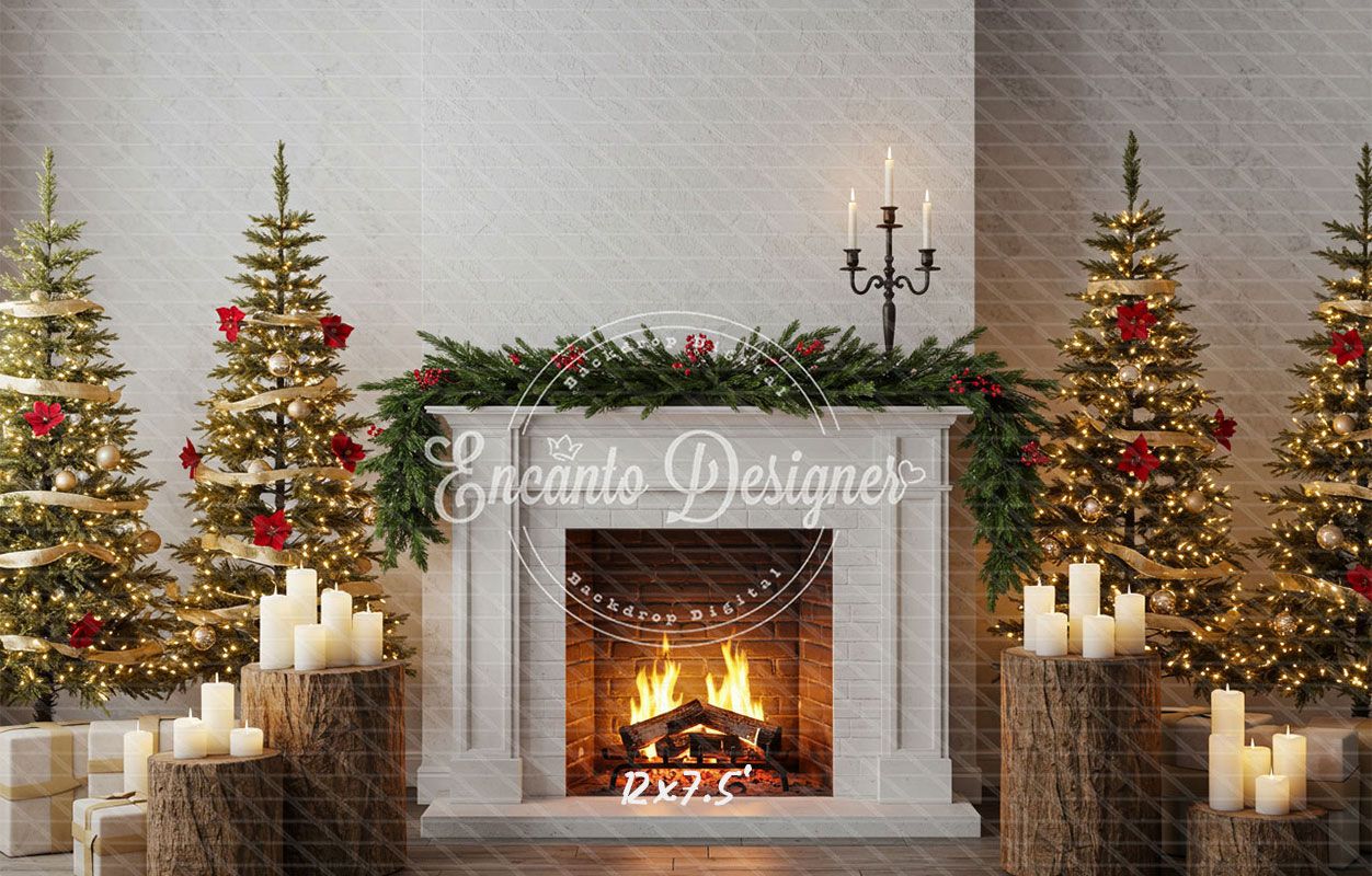 Fireplace Wooden Stakes Candles Christmas Backpack - Layoris