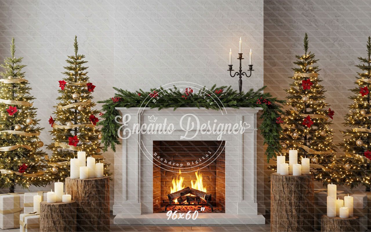 Fireplace Wooden Stakes Candles Christmas Backpack - Layoris