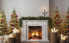 Fireplace Wooden Stakes Candles Christmas Backpack - Layoris