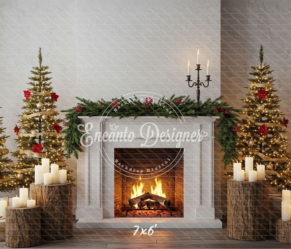 Fireplace Wooden Stakes Candles Christmas Backpack - Layoris