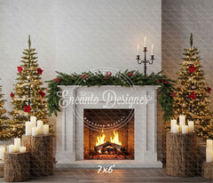 Fireplace Wooden Stakes Candles Christmas Backpack - Layoris