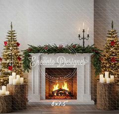 Fireplace Wooden Stakes Candles Christmas Backpack - Layoris