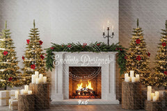 Fireplace Wooden Stakes Candles Christmas Backpack - Layoris