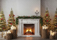 Fireplace Wooden Stakes Candles Christmas Backpack - Layoris